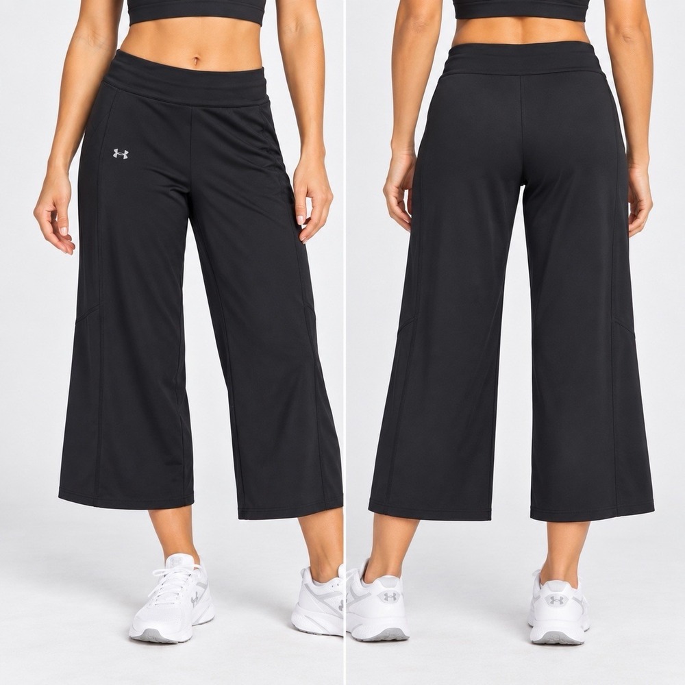 Under Armour Wide Leg Cropped Pants Black Women's Small